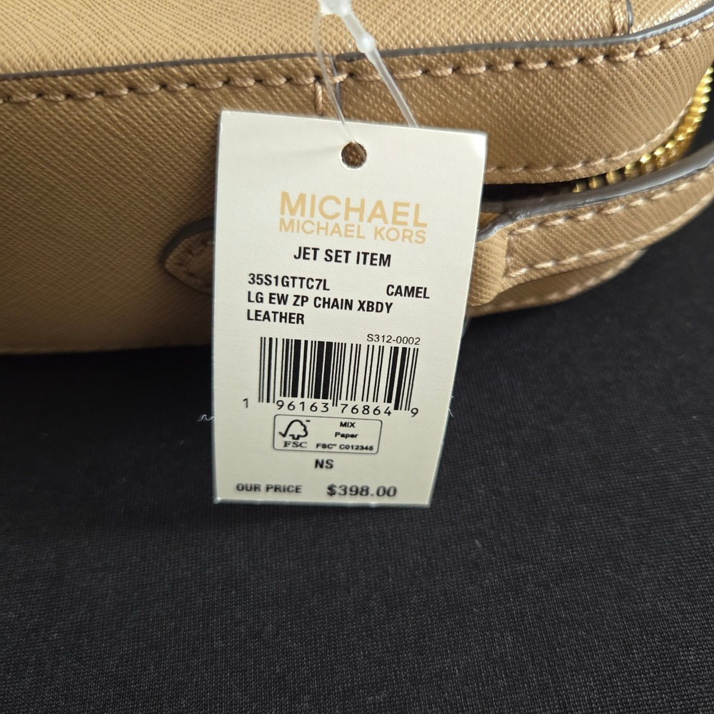 Michael Kors Jet Set Large EW Chain Crossbody Camel Saffiano Leather 35S1GTTC7L - Picture 4 of 11
